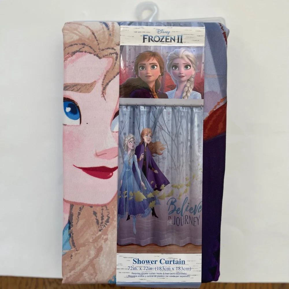 Disney Frozen II Elsa and Anna 72 x 72 Kids Fabric Shower Bathtub Curtain NEW